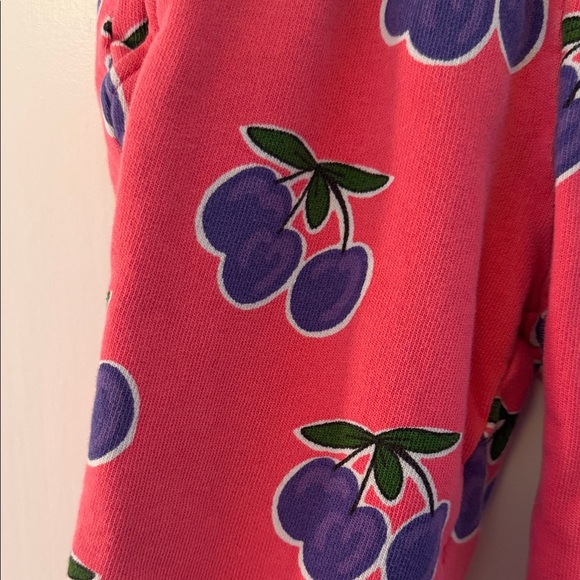 Mini Rodini Pink Sweatpants with Purple Plum Print - Picture 2 of 4
